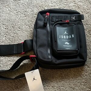 Jordan Nike Hesi Crossbody Bag Black Belt Bag with Red Accents